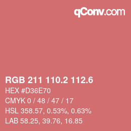 カラーコード: RGB 211 110.2 112.6 | qconv.com