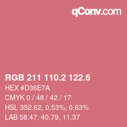 カラーコード: RGB 211 110.2 122.6 | qconv.com