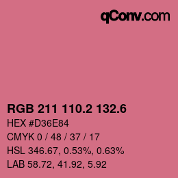 カラーコード: RGB 211 110.2 132.6 | qconv.com
