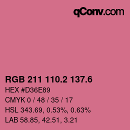 カラーコード: RGB 211 110.2 137.6 | qconv.com