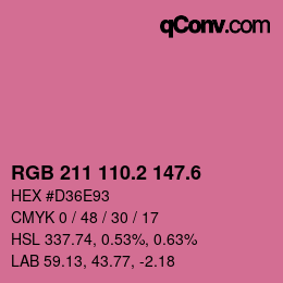 カラーコード: RGB 211 110.2 147.6 | qconv.com