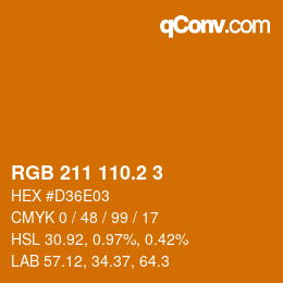 カラーコード: RGB 211 110.2 3 | qconv.com