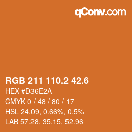 カラーコード: RGB 211 110.2 42.6 | qconv.com