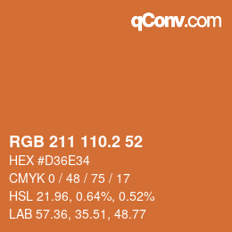 カラーコード: RGB 211 110.2 52 | qconv.com