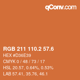 カラーコード: RGB 211 110.2 57.6 | qconv.com