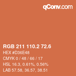 カラーコード: RGB 211 110.2 72.6 | qconv.com