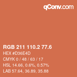 カラーコード: RGB 211 110.2 77.6 | qconv.com