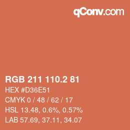Color code: RGB 211 110.2 81 | qconv.com