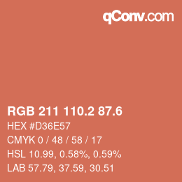 カラーコード: RGB 211 110.2 87.6 | qconv.com