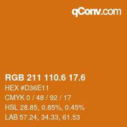 カラーコード: RGB 211 110.6 17.6 | qconv.com