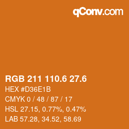 カラーコード: RGB 211 110.6 27.6 | qconv.com