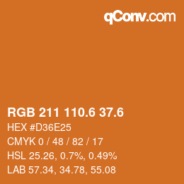 カラーコード: RGB 211 110.6 37.6 | qconv.com