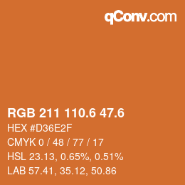 カラーコード: RGB 211 110.6 47.6 | qconv.com