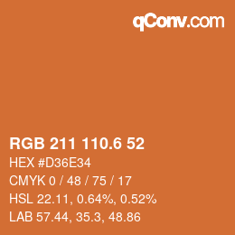カラーコード: RGB 211 110.6 52 | qconv.com