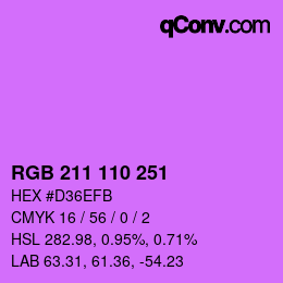 Farbcode: RGB 211 110 251 | qconv.com