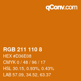 カラーコード: RGB 211 110 8 | qconv.com