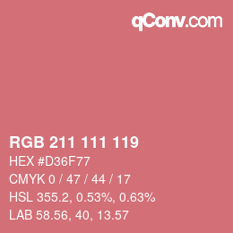 颜色代码: RGB 211 111 119 | qconv.com