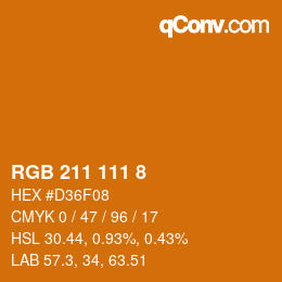 カラーコード: RGB 211 111 8 | qconv.com