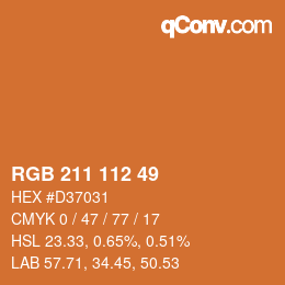 Color code: RGB 211 112 49 | qconv.com