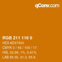 カラーコード: RGB 211 116 0 | qconv.com