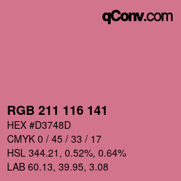 カラーコード: RGB 211 116 141 | qconv.com