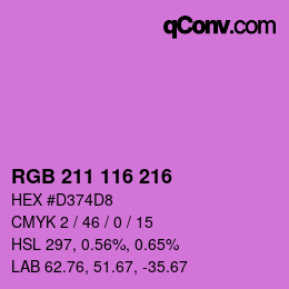 Color code: RGB 211 116 216 | qconv.com
