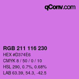 Color code: RGB 211 116 230 | qconv.com