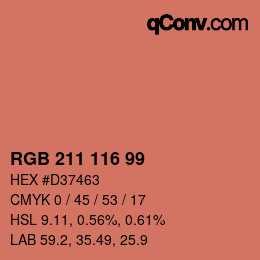 カラーコード: RGB 211 116 99 | qconv.com