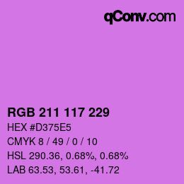 Color code: RGB 211 117 229 | qconv.com