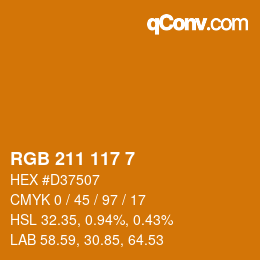Color code: RGB 211 117 7 | qconv.com