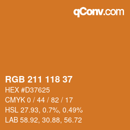 カラーコード: RGB 211 118 37 | qconv.com