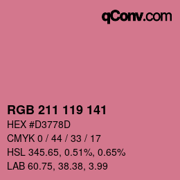 Color code: RGB 211 119 141 | qconv.com