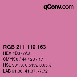 カラーコード: RGB 211 119 163 | qconv.com