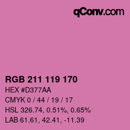 Color code: RGB 211 119 170 | qconv.com