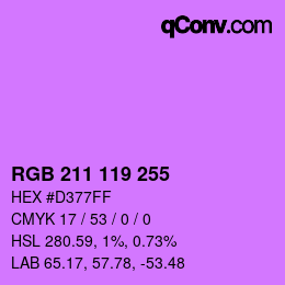 Color code: RGB 211 119 255 | qconv.com