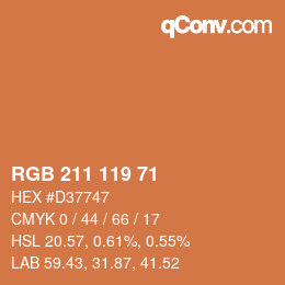 Color code: RGB 211 119 71 | qconv.com