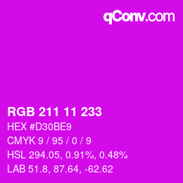 カラーコード: RGB 211 11 233 | qconv.com