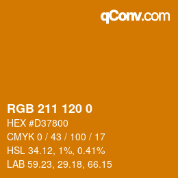 颜色代码: RGB 211 120 0 | qconv.com