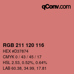 颜色代码: RGB 211 120 116 | qconv.com
