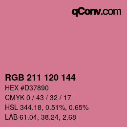 カラーコード: RGB 211 120 144 | qconv.com