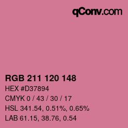 カラーコード: RGB 211 120 148 | qconv.com