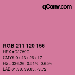 颜色代码: RGB 211 120 156 | qconv.com