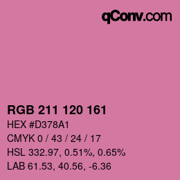 カラーコード: RGB 211 120 161 | qconv.com