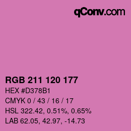 カラーコード: RGB 211 120 177 | qconv.com