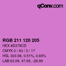 カラーコード: RGB 211 120 205 | qconv.com