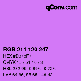 颜色代码: RGB 211 120 247 | qconv.com