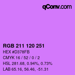 カラーコード: RGB 211 120 251 | qconv.com