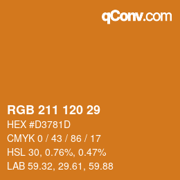 Color code: RGB 211 120 29 | qconv.com