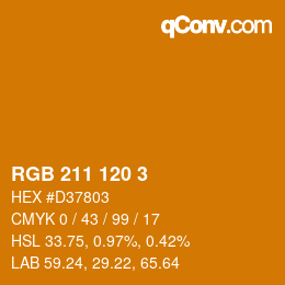 颜色代码: RGB 211 120 3 | qconv.com