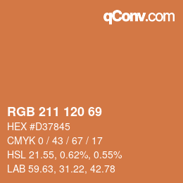 Color code: RGB 211 120 69 | qconv.com
